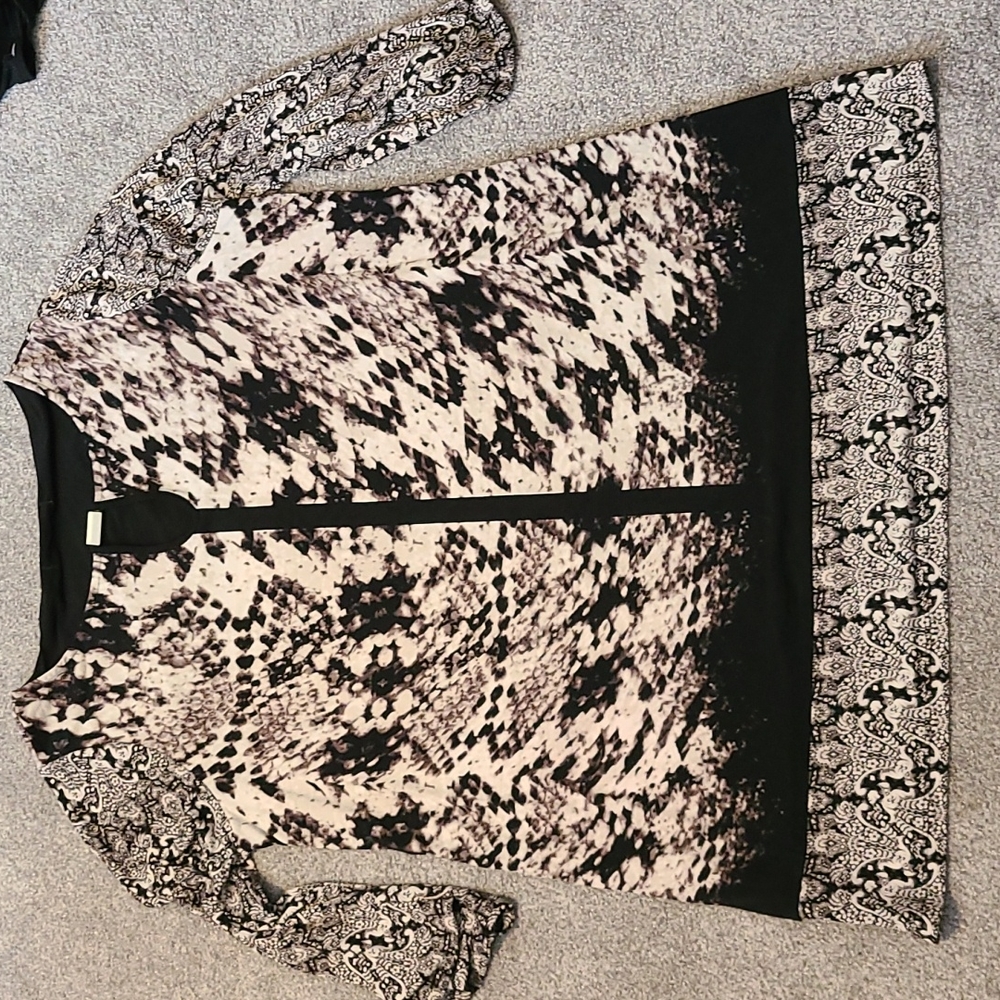 Extra Long Print Blouse
